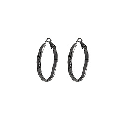 E2640-2 Minimalist Gothic Style Circle Earrings for Women with Fashionable Gunmetal Black Finish