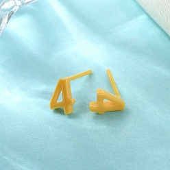 Yellow Hypoallergenic Bioceramics Zirconia Ceramic Stud Earrings, Number 4, No Fading and Nickel Free, Yellow, 7x5mm