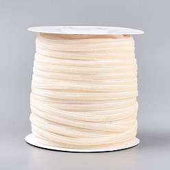 Barba de Maíz Cinta de terciopelo, de un solo lado, para el embalaje del regalo, decoración de fiesta, piso, con carretes, cornsilk, 3~4 mm, aproximadamente 50.00 yardas (45.72 m) / rollo
