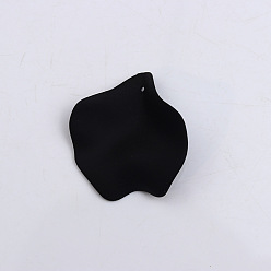 Black Spray Painted Acrylic Pendants, Pearlized, Petaline, Black, 35mm, about 10 pcs/set