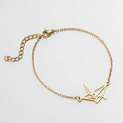 golden Vintage Stainless Steel Hollow Paper Bird Tree Pendant Bracelet - Simple and Personalized