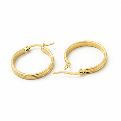 Золотой 201 полосатые серьги-кольца из нержавеющей стали с 304 булавками из нержавеющей стали для женщин, золотые, 23x25x1 мм, штифты : 0.6x1 мм