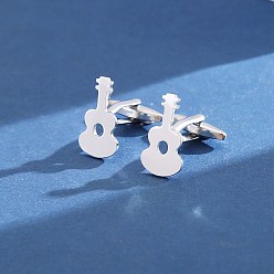 Guitar Stainless Steel Cufflinks, for Apparel Accessories, Guitar, 15mm