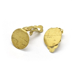 Raw(Unplated) Brass Clip-on Earrings Findings, with Round Flat Pad, For Non-pierced Ears, Raw(Unplated), 21x15x9mm, Tray: 15mm