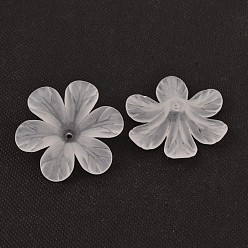 White Transparent Acrylic Beads, Frosted, Flower Bead Caps, White, 30x8mm, Hole: 1.5~2mm, about 314pcs/500g