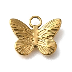 Золотой Ионное покрытие (ip) 304 брелоки из нержавеющей стали, бабочка, золотые, 12x15x3 мм, отверстие : 2 мм