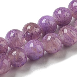 Medium Purple Dyed Natural Jade Beads Strands, Round, Medium Purple, 6~6.5mm, Hole: 1mm, about 66pcs/strand, 15.75 inch(40cm)