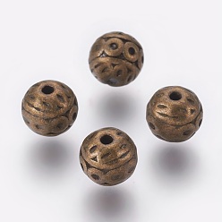 Bronze Antique Perles en alliage, sans plomb & sans nickel & sans cadmium , ronde, bronze antique, 8mm, Trou: 1mm