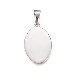 Stainless Steel Color 304 Stainless Steel Pendants, Stamping Blank Tag, Oval, Stainless Steel Color, 31.5x20x1.5mm, Hole: 10x4.5mm