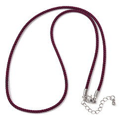 Темно-Красный 2мм круглый нейлоновый миланский шнур для изготовления ожерелья, с латунными выводами и 303 застежками из лобстера из нержавеющей стали, цвет нержавеющей стали, темно-красный, 18.50~18.70 дюйм (47~47.5 см)