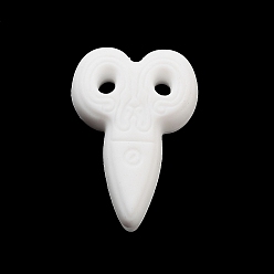 White Food Grade Silicone Focal Beads, Silicone Teething Beads, Scissor, White, 29.5x20x9mm, Hole: 2mm