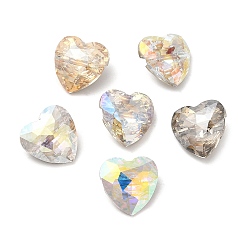 Mixed Color K5 Glass Rhinestone Buttons, Back Plated, Faceted, Heart, Mixed Color, 12x12x6mm, Hole: 1mm