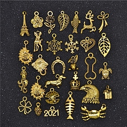 Antique Golden Alloy Pendants, Mixed Shape, Antique Golden, 5~30mm, Hole: 5mm, 30pcs/bag