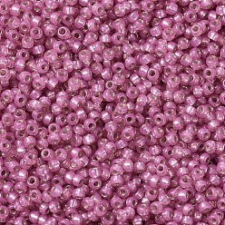 (RR645) Dyed Dark Rose Silverlined Alabaster MIYUKI Round Rocailles Beads, Japanese Seed Beads, 11/0, (RR645) Dyed Dark Rose Silverlined Alabaster, 11/0, 2x1.3mm, Hole: 0.8mm, about 5500pcs/50g