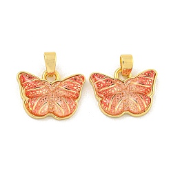 Помидор Прозрачные смоляные подвески, латунные подвески-бабочки, реальный 18 k позолоченный, без кадмия и без свинца, помидор, 12.5x16x3.5 мм, отверстие : 3x4 мм