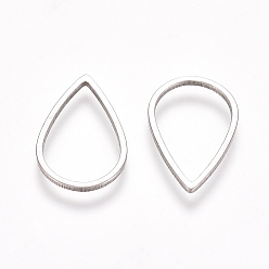 Нержавеющая Сталь Цвет 304 нержавеющей стали связывающий кольца, для изготовления ювелирных изделий, слеза, цвет нержавеющей стали, 15x10x0.8 мм, внутренний диаметр: 13x8 мм