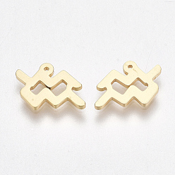 Aquarius Ion Plating(IP) 304 Stainless Steel Charms, Constellation, Golden, Aquarius, 8x11x1mm, Hole: 0.5mm