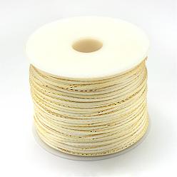 Lemon Chiffon Metallic Stain Beads String Cords, Nylon Mouse Tail Cord, Lemon Chiffon, 1.5mm, about 100yards/roll(300 feet/roll)