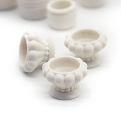 (404) Непрозрачное AB Кислое яблоко Миниатюрная модель пустого цветочного горшка для кукольного домика, пластиковый завод ландшафтный уличный цветок трава алтарные наборы, цветочный белый, 20x14 мм