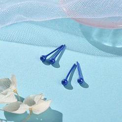 Royal Blue Hypoallergenic Bioceramics Zirconia Ceramic Stud Earrings, Round Ball, No Fading and Nickel Free, Royal Blue, 14.5x3mm