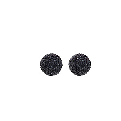 E2034-2/Black Ball 925 Silver Heart-shaped Stud Earrings - Minimalist Geometric Circle Earings, Cute and Stylish.