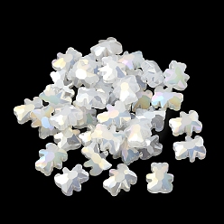 White Electroplate Glass Beads, Half Plated, AB Color Plated, Bear, White, 9.5x8.5x4mm, Hole: 1.2mm
