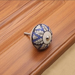 Mauve Tree Pattern Porcelain Drawer Knobs, with Metal Finding, Pumpkin Cabinet Handle, Mauve, 40x26mm