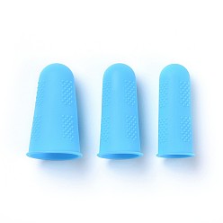 Deep Sky Blue Silicone Finger Protector, Heat Resistant Anti-slip Fingers Covers, Hot Glue Gun Finger Caps, Deep Sky Blue, 45x25mm, Inner Diameter: 22mm, about 3pcs/set