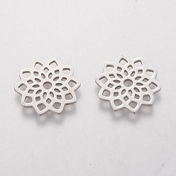 Stainless Steel Color 304 Stainless Steel Pendants, for DIY Jewelry Making and Crafting, Lotus, Stainless Steel Color, 15.8x15.8x1mm, Hole: 2mm