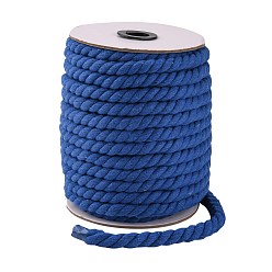 Dark Blue 3-Ply Macrame Cotton Cord, Twisted Cotton Rope, for Wall Hanging, Plant Hangers, Crafts and Wedding Decorations, Dark Blue, 12mm, about 21.87~24.05 yards(20~22m)/roll