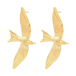 Золотой 304 из нержавеющей стали серьги, птица, золотые, 48x23 мм