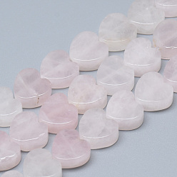Quartz Rose Naturel a augmenté de brins de perles de quartz, cœur, 10x10x5mm, Trou: 1.5mm, Environ 40 pcs/chapelet, 14.5 pouce