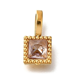 Розалина Ионное покрытие (ip) 304 подвески из нержавеющей стали со стразами, квадратных амулеты, реальный 14 k позолоченный, Розалина, 12.5x6.5x4 мм, отверстие : 4.5x2.5 мм