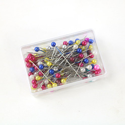 color Boxed colored pearlescent needles nickel-plated bead needles DIY clothing positioning pins 100 pieces 1 box