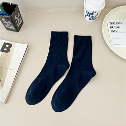 Midnight Blue Cotton Knitting Socks, Ribbed Winter Warm Thermal Socks, Midnight Blue, 250x70mm