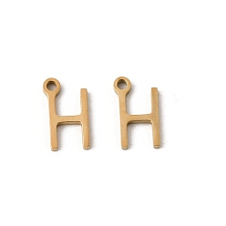 Letter H 304 подвески из нержавеющей стали, подвески с буквой az~z, ионное покрытие (ip), золотые, Письмо ч, 8x5x1 мм, отверстие : 1 мм