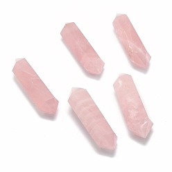 Rose Quartz Natural Rose Quartz Beads, Healing Stones, Reiki Energy Balancing Meditation Therapy Wand, No Hole/Undrilled, Double Terminated Point, 54~55x13~16x12~14mm