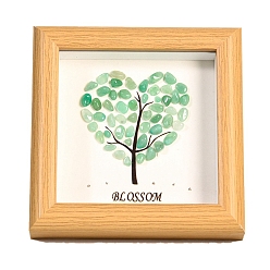 Green Aventurine Natural Green Aventurine Square with Heart Tree Photo Frame Stands, Home Display Decorations, 120x120mm