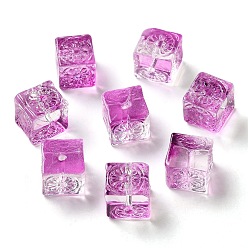 Темно-Фиолетовый Прозрачные стеклянные бусины, кубические, темно-фиолетовый, 10x11x11 мм, отверстие : 1.5 мм