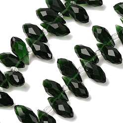 Темно-серый Хрусталя бисер нитей, сверху просверленные бусы, граненые, слеза, темно-серый, 13x6 мм, отверстие : 1 мм, около 90~95 шт / нитка, 16~18 дюйм