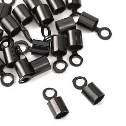 Черный Ионное напыление (IP) 304 обжимные концы шнура из нержавеющей стали, заглушки для шнуров колонн, зажимы, трубки для изготовления ювелирных изделий, чёрные, 7.4x3.3 мм, отверстие : 1.7 мм, внутренний диаметр: 2.5 мм