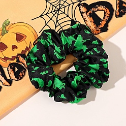 Vert Printanier Élastiques à cheveux en tissu sur le thème d'Halloween, chouchous/élastiques à cheveux chouchous pour filles ou femmes, vert printanier, 120mm