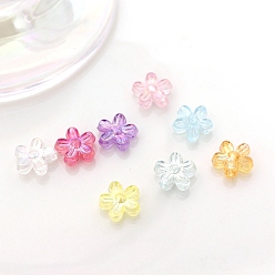 Mixed Color Transparent Acrylic Beads, AB Color Plated, Flower, Mixed Color, 9.2x9.7x4.1mm, Hole: 1.8mm