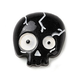 Black Skull Halloween Opaque Resin Decoden Cabochons, Halloween Jewelry Craft, Black, 23.5x23x8mm