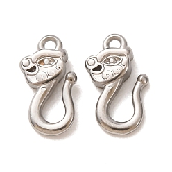 Stainless Steel Color 304 Stainless Steel S-Hook Clasps, Dragon Head, Connector Charms for Jewelry Making, Stainless Steel Color, 11.5x6x2.5mm, Hole: 1mm