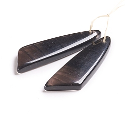 Obsidian Natural Gemstone Pendants, for Jewelry Making, Wing, 43~44.5x10~11x3.5~5mm, Hole: 1.2mm