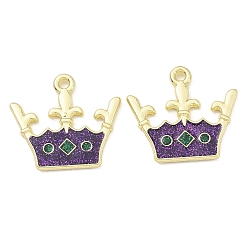 Crown Карнавальные подвески из сплава с эмалью, с блестящей пудрой, золотые, корона прелести, 20x22x18 мм, отверстие : 1.7 мм