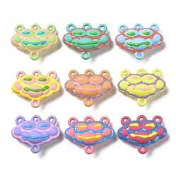 Mixed Color Opaque Acrylic Chandelier Component Links, Rubberized Style, with Enamel, Cloud with Smiling Face, Mixed Color, 28x34~34.5x13mm, Hole: 3mm
