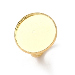 Настоящее золото 18K Регулируемые элементы 304 из нержавеющей стали, латунная фурнитура платформы для кольца, плоско-круглые, реальный 18 k позолоченный, лоток : 18 мм, внутренний диаметр: 17 мм