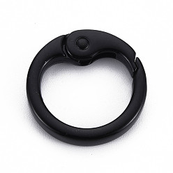 Black Spray Painted Alloy Spring Gate Rings, Cadmium Free & Nickel Free & Lead Free, O Rings, Black, 25x4mm, Hole: 19mm